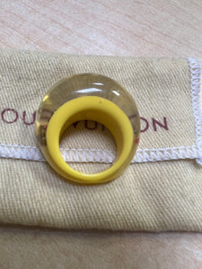 Louis Vuitton Inclusion Fashion Resin Clear Logo Ring Size 6.5 w/ COA