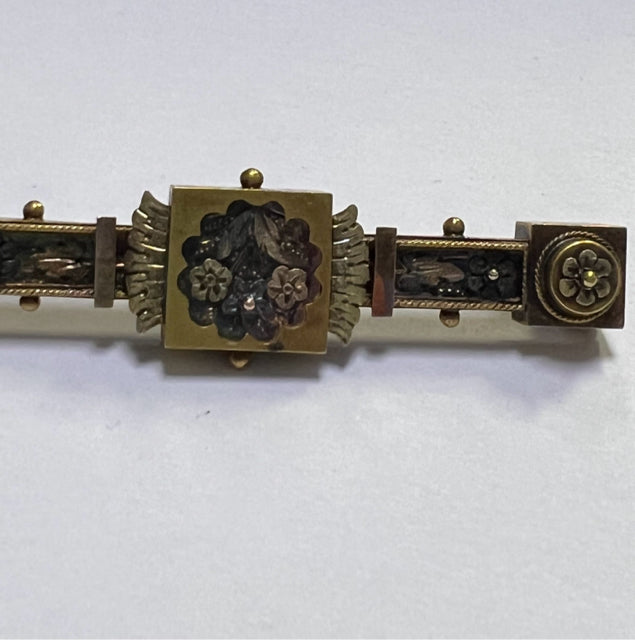 10k Yellow & Rose Gold Victorian Edwardian Bar Brooch Pin 5.8 Grams 2.10"