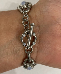 Judith Ripka Chalcedony 925 Sterling Silver Bracelet Toggle 8"